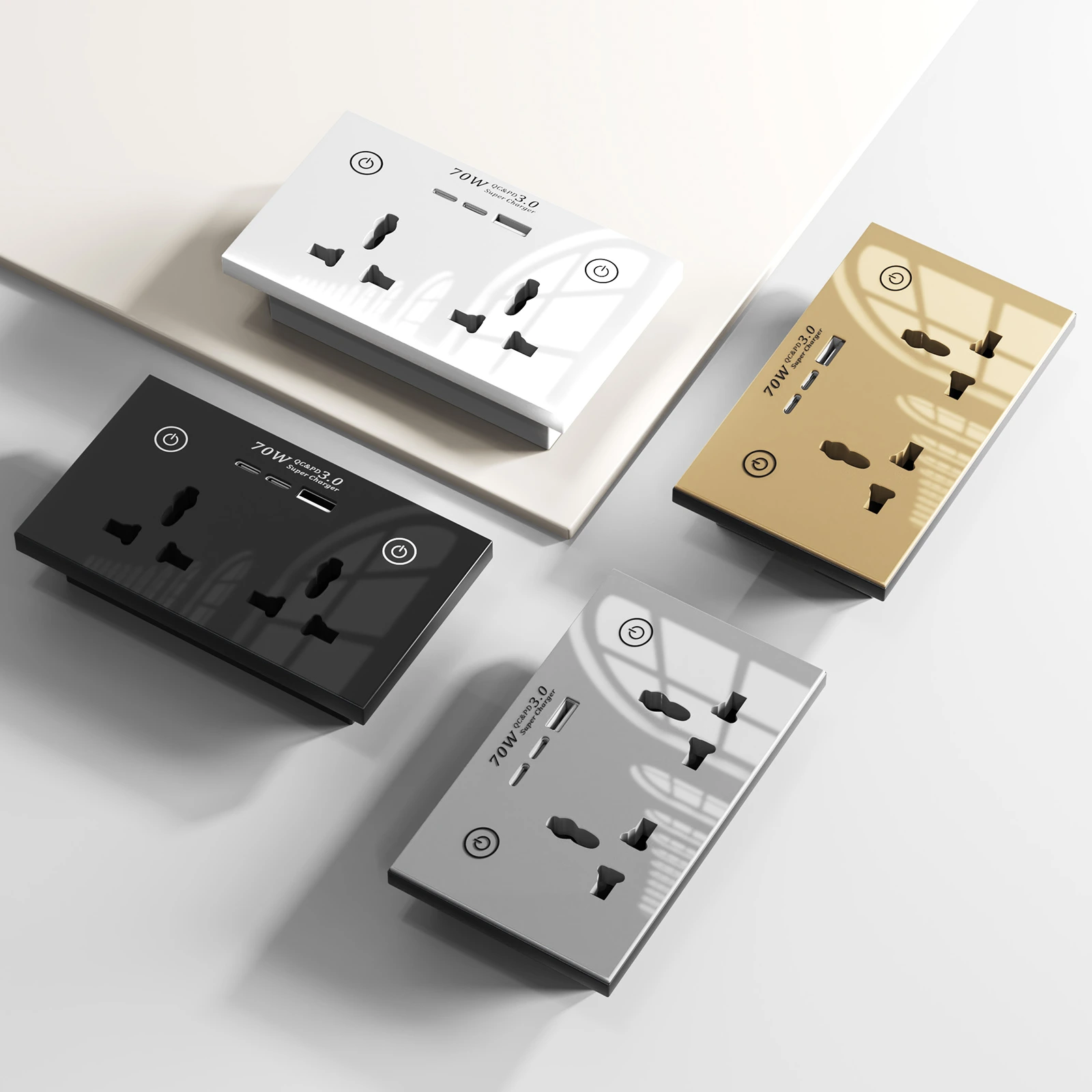 Tuya smart universal wall socket with 70W USB-C charging
