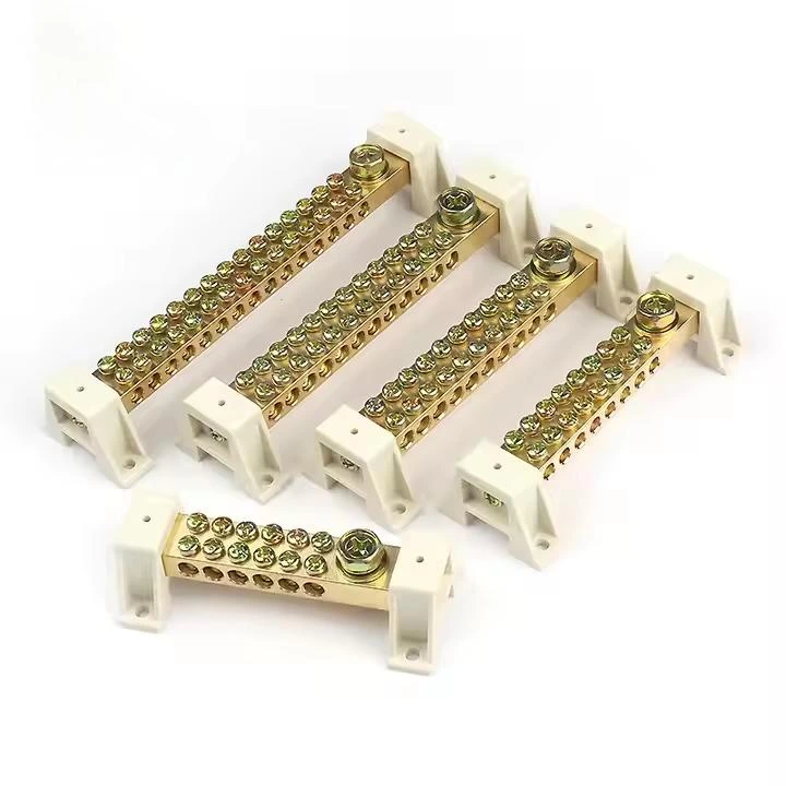 double row screw terminal block with brass terminals