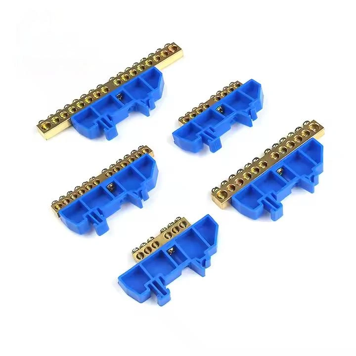DIN rail screw terminal block with brass earth connection