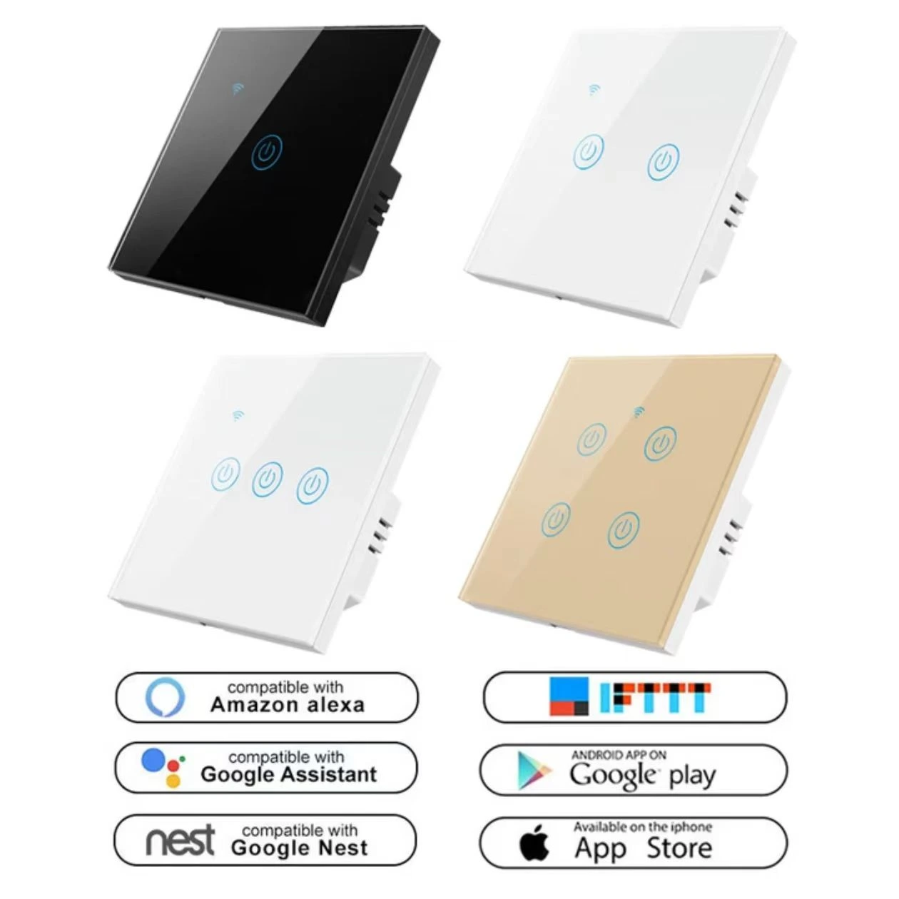 Tuya WiFi smart touch glass wall switch