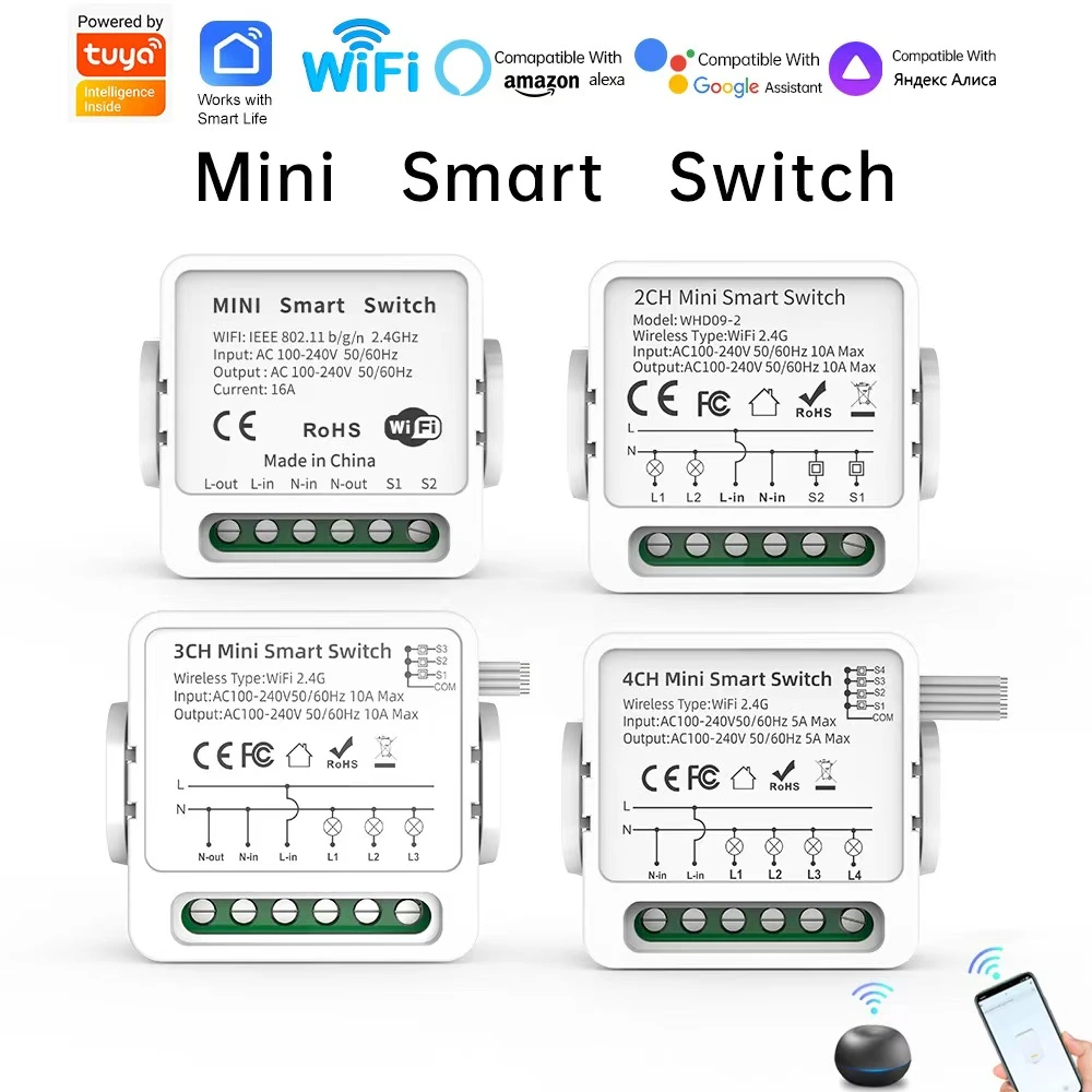 Tuya 10A WiFi Zigbee smart circuit breaker module