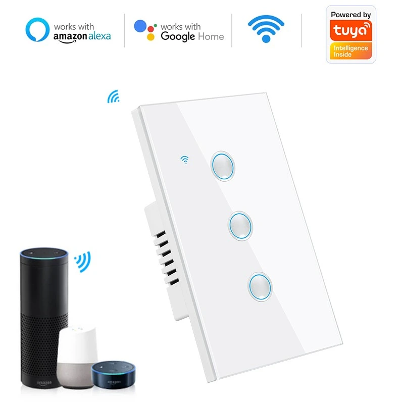 Tuya WiFi Zigbee tempered glass smart light switch