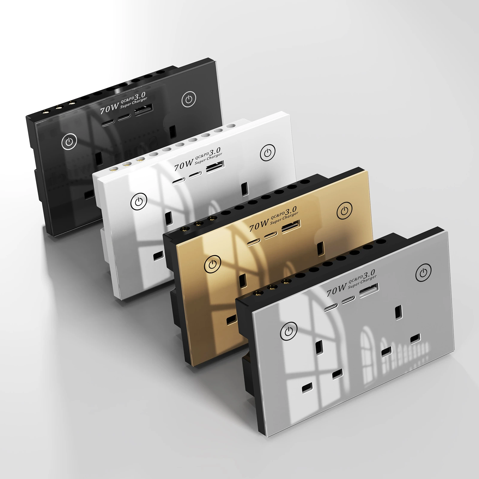 smart UK double socket with dual USB-C 70W charger